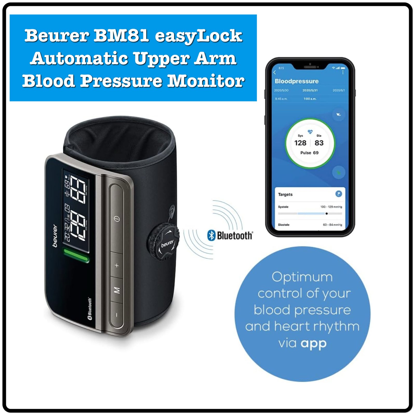 Beurer BM81 easyLock Automatic Upper Arm Blood Pressure Monitor 